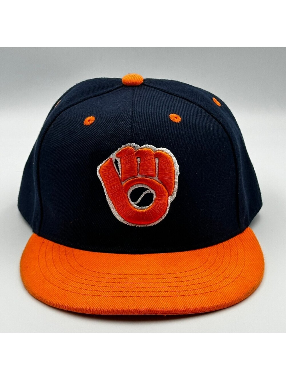 Milwaukee Brewers MLB Hat MAX HeadGear Premium Snapback Navy Orange OSFA